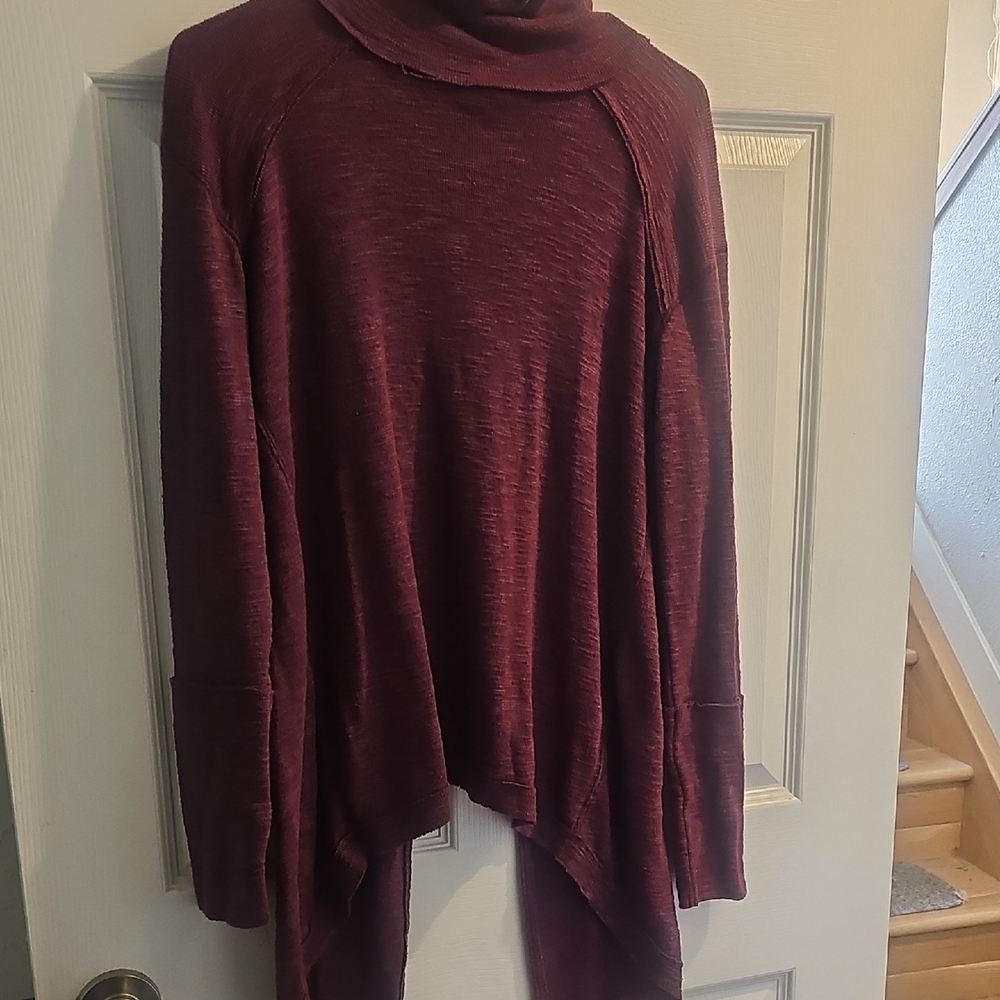 We The Free Maroon Cowl Neck Sweater
